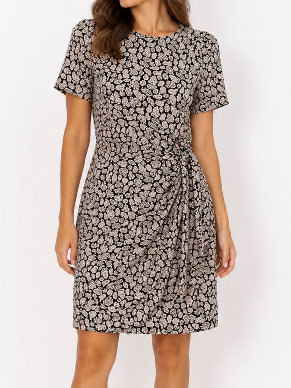 Boden Green & Ivory Paisley Print Tie Waist Dress Size 8R